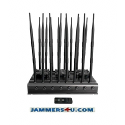 16 Antenna 5G 4G 2.4Ghz 5Ghz GPS RC UHF VHF 124W Jammer up to 80m
